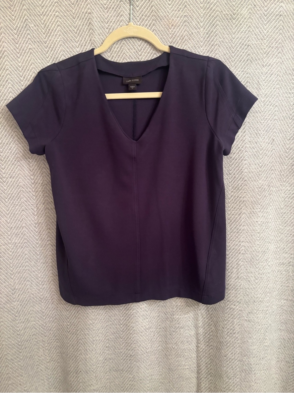 J Jill Wearever Dark Navy V-Neck Short Sleeve Tee